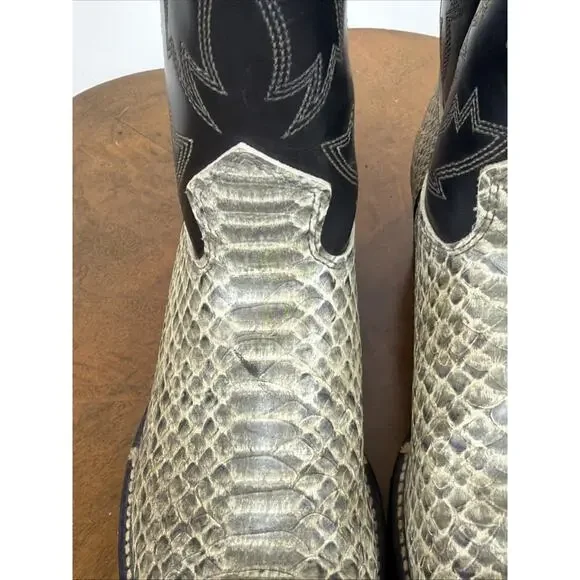 Texas Black Snakeskin Western Women's Boot Size 6.5 Two Tone Ladies Boots - Picture 4 of 8